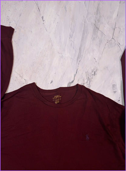 Vintage Polo Ralph Lauren Langarm Shirt Bordeauxrot L 6-0-7-0