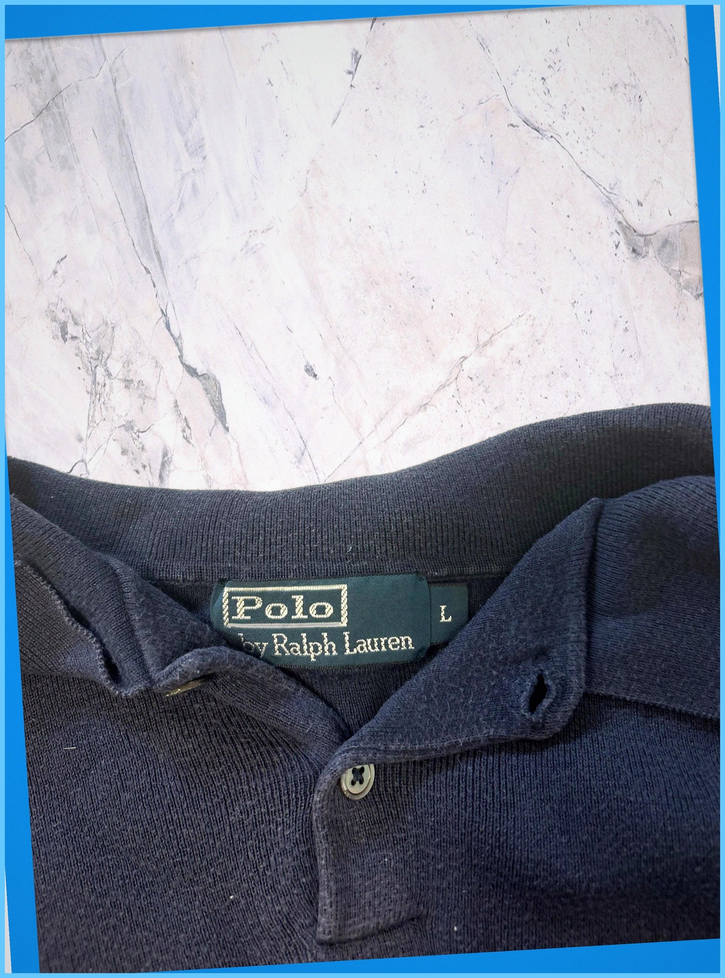 Polo Ralph Lauren Vintage Poloshirt Langarm Navy L 7 287
