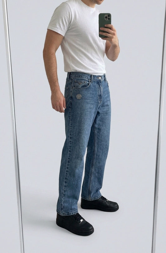 Vintage Harley Davidson Jeans baggy 38/30 fit M 6-2-7-1 – getragenes Produktfoto