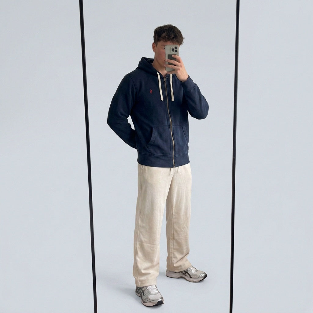 Vintage Polo Ralph Lauren Hoodie navy XL fit S 6-0-9-1 – getragenes Produktfoto