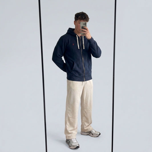 Vintage Polo Ralph Lauren Hoodie navy XL fit S 6-0-9-1 – getragenes Produktfoto